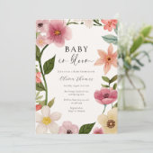 Baby in Bloom Floral Baby Dusche Einladung (Stehend Vorderseite)