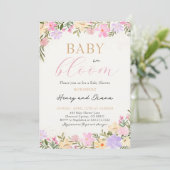 Baby in Bloom Floral Baby Dusche Einladung (Stehend Vorderseite)