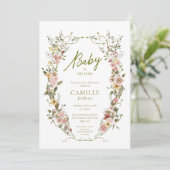 Baby in Bloom Floral Baby Dusche Einladung (Stehend Vorderseite)