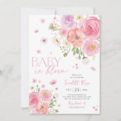 Baby in Bloom Floral Baby Dusche Lila Pink Einladung (Vorderseite)