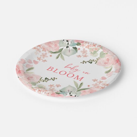 Baby in Bloom Floral Baby Dusche Pappteller (Schrägansicht)