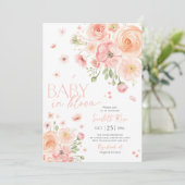 Baby in Bloom Floral Baby Dusche Pink Einladung (Stehend Vorderseite)