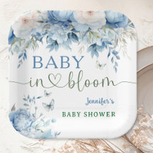Baby in Bloom Floral Baby Shower Dusty Blue
