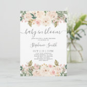 Baby in Bloom Floral Baby Shower Girl Einladung (Stehend Vorderseite)