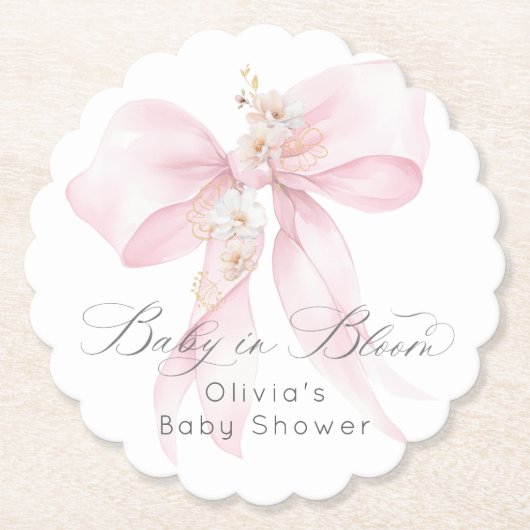 Baby in Bloom Floral Blush Pink Bug Baby Dusche Untersetzer (Vorderseite)
