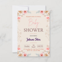 Baby in Bloom Floral Boho Kinderdusche Einladung