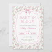 Baby in Bloom Floral Bow Babydusche Einladung (Vorderseite)