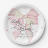 Baby in Bloom Floral Bow Elegant Baby Dusche Pappteller (Vorderseite)