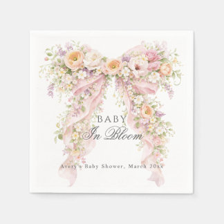 Baby in bloom Floral Bow Girl Baby Shower  Serviette