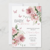 Baby in Bloom Floral & Butterfly Baby Shower Invi Einladung (Vorderseite)
