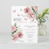 Baby in Bloom Floral & Butterfly Babydusche Einladung (Stehend Vorderseite)