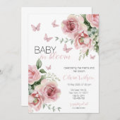 Baby in Bloom Floral & Butterfly Babydusche Einladung (Vorne/Hinten)