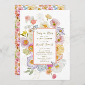 Baby in Bloom Floral Butterfly Babydusche Einladung (Vorne/Hinten)