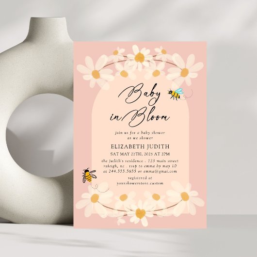 Baby in Bloom Floral Daisy Baby Shower Einladung