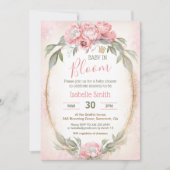 Baby in Bloom Floral Elegant Pink Girl Babydusche Einladung (Vorderseite)