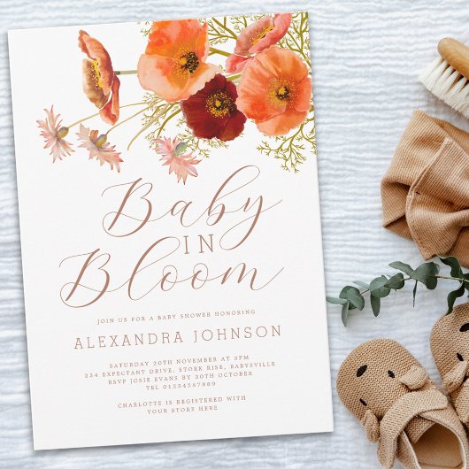 Baby in Bloom Floral Fall Baby Dusche Einladung
