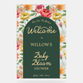 Baby in Bloom Floral Garden Baby Dusche Willkommen Acrylschild (Vorderseite)