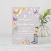 Baby in Bloom Floral Garden Frühjahrsdusche Einladung (Stehend Vorderseite)