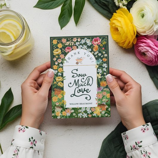 Baby in Bloom Floral Garden Greenhouse Baby Dusche Dankeskarte