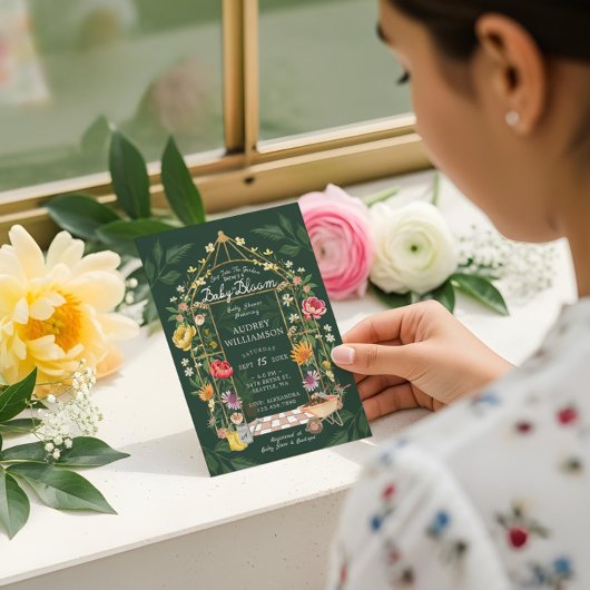 Baby in Bloom Floral Garden Greenhouse Baby Dusche Einladung