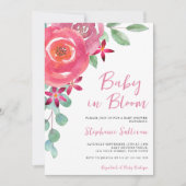 Baby in Bloom Floral Girl's Baby Dusche Einladung (Vorderseite)