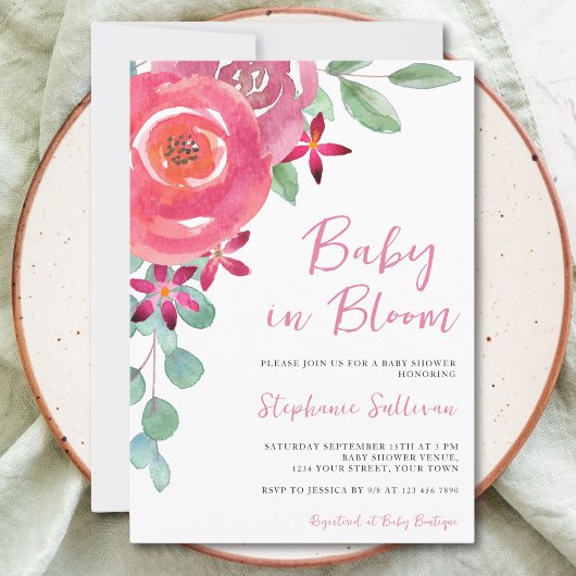 Baby in Bloom Floral Girl's Baby Dusche Einladung