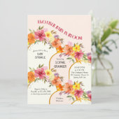 Baby in Bloom Floral Gold Arch Baby Sprinkle Einladung (Stehend Vorderseite)