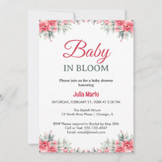 Baby in Bloom floral lilies girl baby shower Einladung