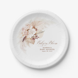 Baby in Bloom Floral Pampas Grass Baby Dusche Pappteller