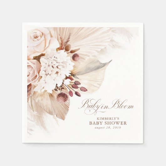 Baby in Bloom Floral Pampas Grass Baby Dusche Serviette (Vorderseite)