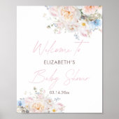 Baby in Bloom Floral Pink Babydusche Begrüßungspos Poster (Vorne)