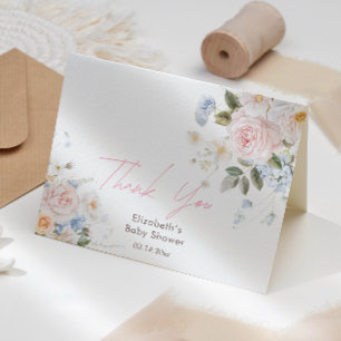 Baby in Bloom Floral Pink Babydusche Dankeskarte