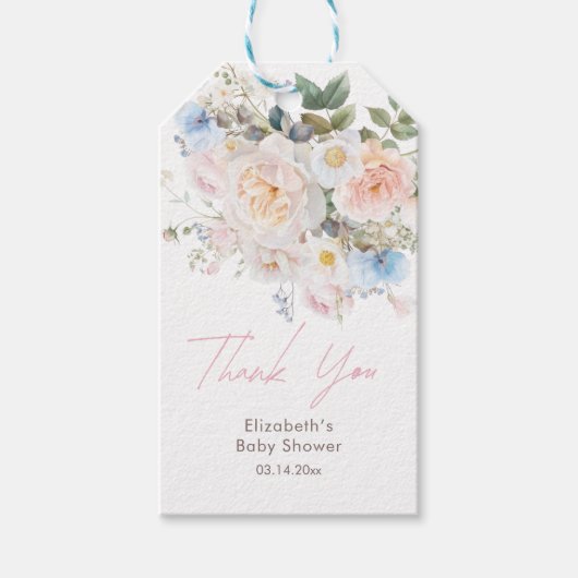 Baby in Bloom Floral Pink Babydusche Geschenkanhänger (Vorderseite)