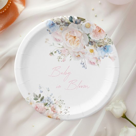 Baby in Bloom Floral Pink Babydusche Pappteller