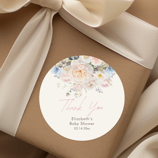 Baby in Bloom Floral Pink Babydusche Runder Aufkleber