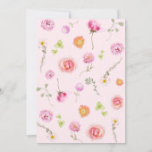 Baby in Bloom Floral Pink Bow Baby Dusche Einladung (Rückseite)