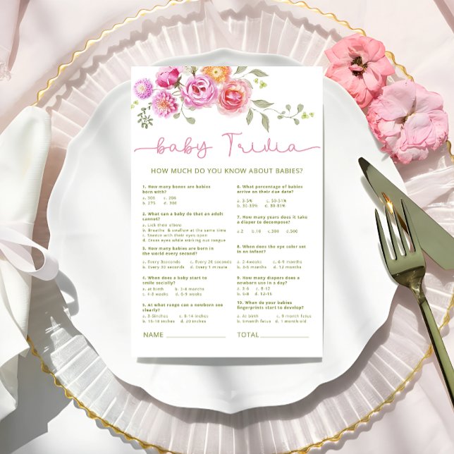 Baby in Bloom Floral Pink Bow Baby Trivia Spiel (Von Creator hochgeladen)