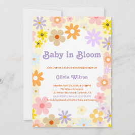 Baby in Bloom Floral Retro Baby Dusche Einladung