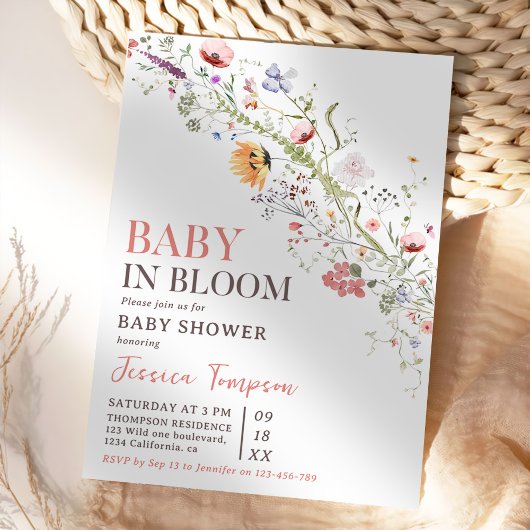 Baby in Bloom Floral Spring Baby Dusche Einladung