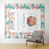 Baby in Bloom Floral Tile Baby Dusche Willkommen Wandteppich (Beispiel (Horizontal))