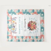 Baby in Bloom Floral Tile Baby Dusche Willkommen Wandteppich (Vorderseite (Horizontal))