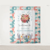 Baby in Bloom Floral Tile Baby Dusche Willkommen Wandteppich (Vorderseite)