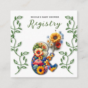 Baby in Bloom Floral Vine Babyparty-Geschenkeliste Quadratische Visitenkarte