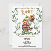 Baby in Bloom Floral Vine Leaf Babydusche Einladung (Vorderseite)