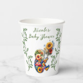 Baby in Bloom Floral Vine Leaf Babydusche Pappbecher (Rückseite)