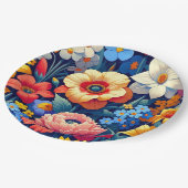 Baby in Bloom Floral Vine Leaf Babydusche Pappteller (Schrägansicht)