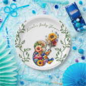 Baby in Bloom Floral Vine Leaf Babydusche Pappteller (Party)