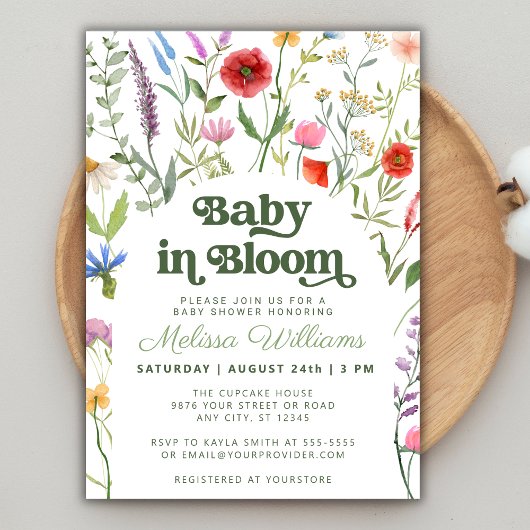 Baby in Bloom Floral Wildblume Babydusche Einladung