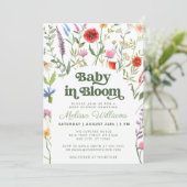 Baby in Bloom Floral Wildblume Babydusche Einladung (Stehend Vorderseite)