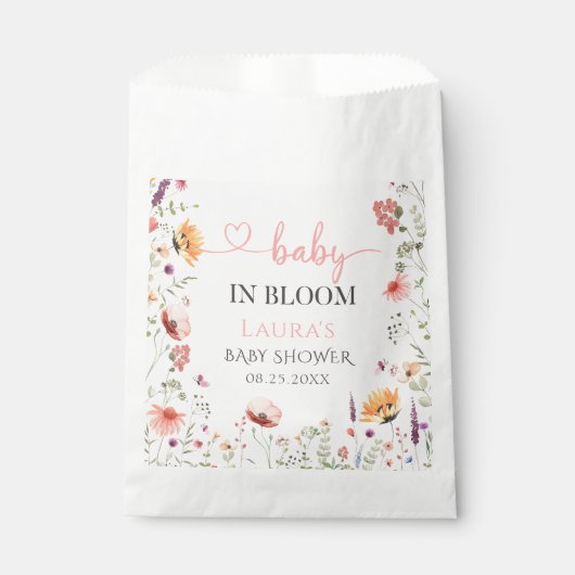 Baby in Bloom Floral Wildblume Kinderdusche Geschenktütchen (Vorderseite)